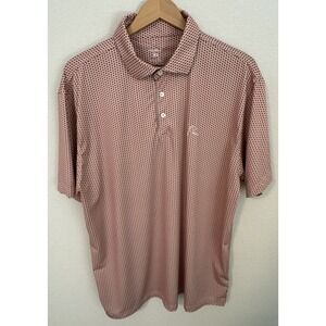 Rhoback Polo Shirt Men's XL Orange Texas Flag Print Golf Performance Polo - READ